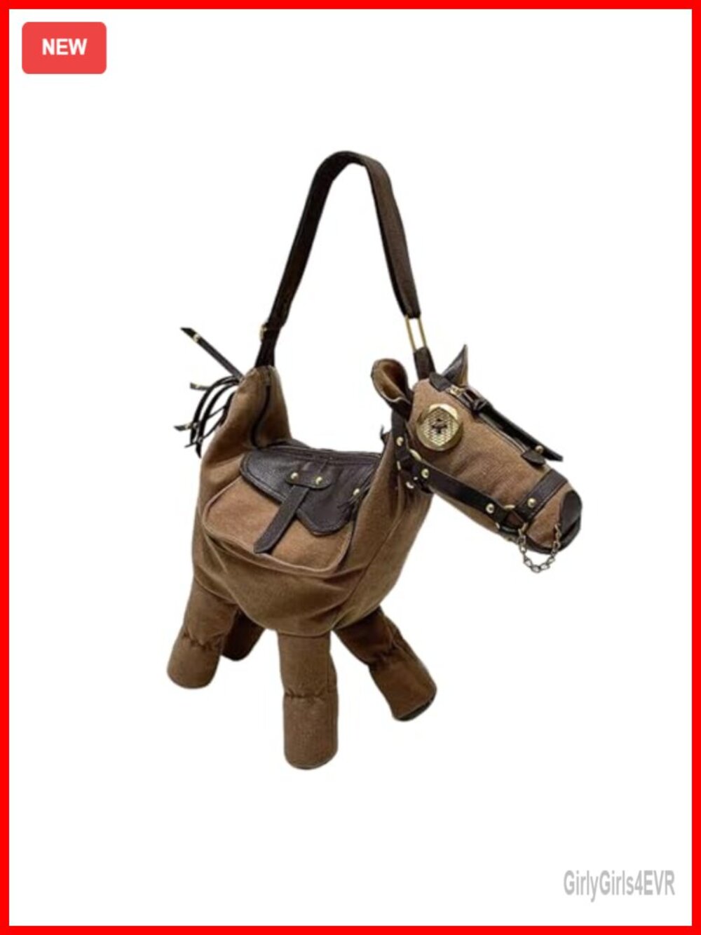 Horse Shaped Crossbody Bag Canvas Adjustable Strap